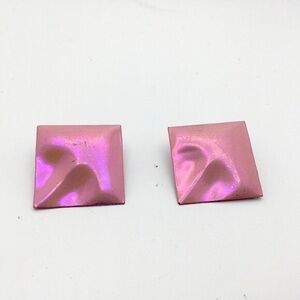 Vintage 80s Iridescent Pink Brutalist Earrings